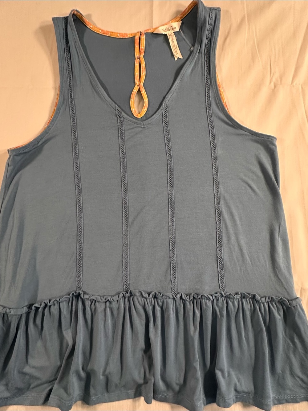 Ladies sleeveless blouse boho baby doll cottage core happy natural 80s Y2K